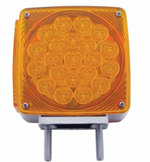 LED Square Double Face Turn Signal Light Passenger or Driver Side Semi Pair
