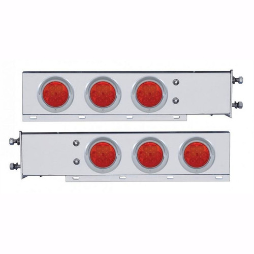 Chromed Mud Flap Hangers w/ Red (7LED) Lights (2.5")