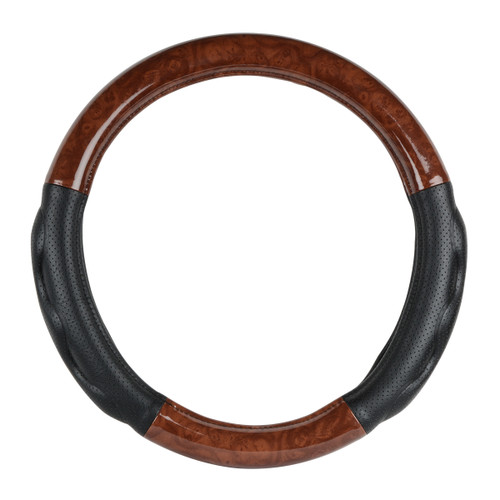 Heavy Duty Dark Wood Steering Wheel Cover Semi Trucks with Comfort Pads, 18"