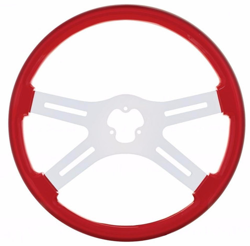 18" Steering Wheel with Chrome Spoke for Peterbilt, Kenworth, Freightliner, International Trucks, Red
