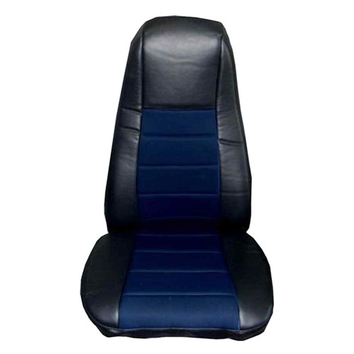 Black & Blue Faux Leather Seat Cover with Pocket