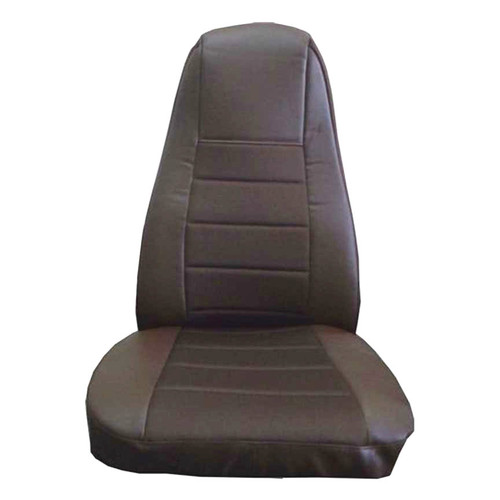 Brown Faux Leather Seat Cover with Pocket