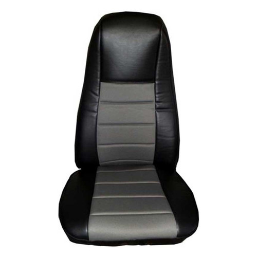 Black/Gray Leather Seat Cover with Pocket