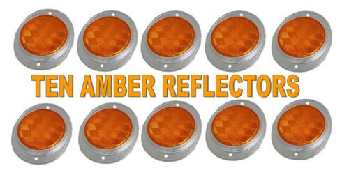 3" Round Amber Reflectors with Aluminum Base (10 PCS)