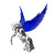 Flying Stallion Chrome w/ BLUE Windrider WINGS - Hood Ornament 