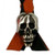 Air Horn Pull With Skull Head Concho (GENUINE LEATHER) 10 Inch - Orange & Black