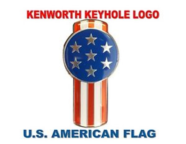 Kenworth Keyhole (Chrome) U.S. FLAG Emblem - Mini Keyhole Emblem 5-3/8" x 2-7/8"