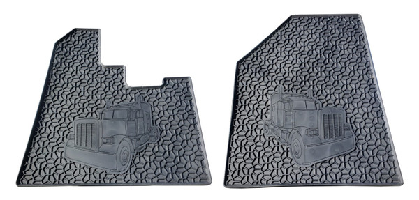 Peterbilt 379 Floor Mat Set (Black 2 PCS) Heavy Duty (2004 or Older)