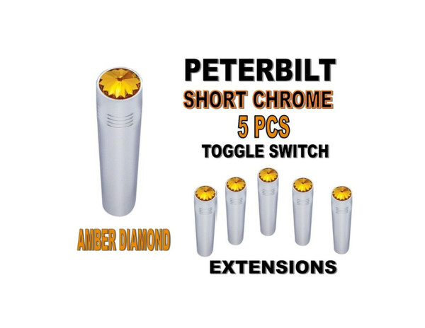 Toggle Switch Ext. Short Chrome - AMBER Diamond (X5) PETERBILT