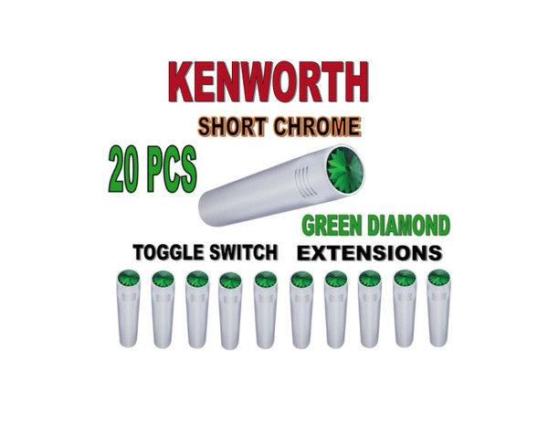 Toggle Switch Ext. Short Chrome - GREEN Diamond (X20) KENWORTH