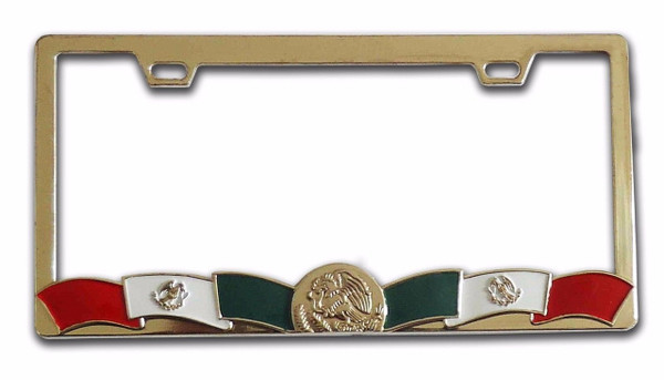 Flag of Mexico Metal  - Chrome License Plate Frame - 