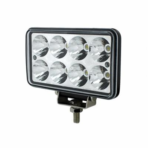 8 High Power LED Rectangular Work Light W/ Chrome Reflector