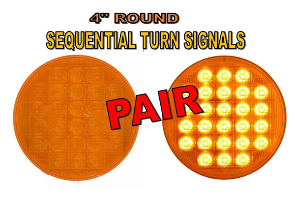 Turn Signal Light SET 4" (Amber/Amber) 26 Sequential LED's - (PAIR)