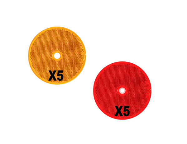 3-1/4" Round Amber & Red (Center Mount) Reflectors  (10 PCS) 5 each