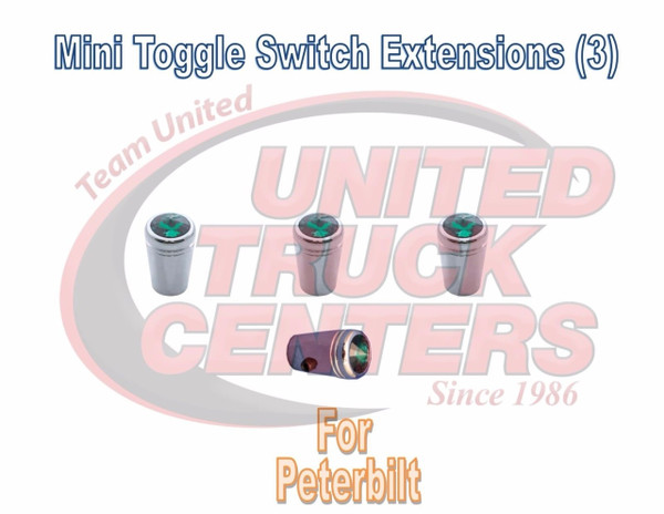 Toggle Switch extensions(3) Mini GREEN Jewel Chrome (Pointed) Peterbilt