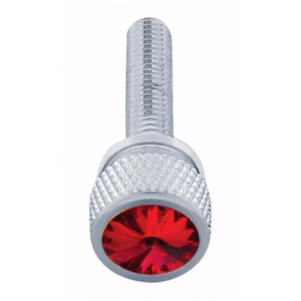 Dash Panel Screws for Kenworth 2001 & Earlier, Red Jewel, Chrome plated, Set of 12