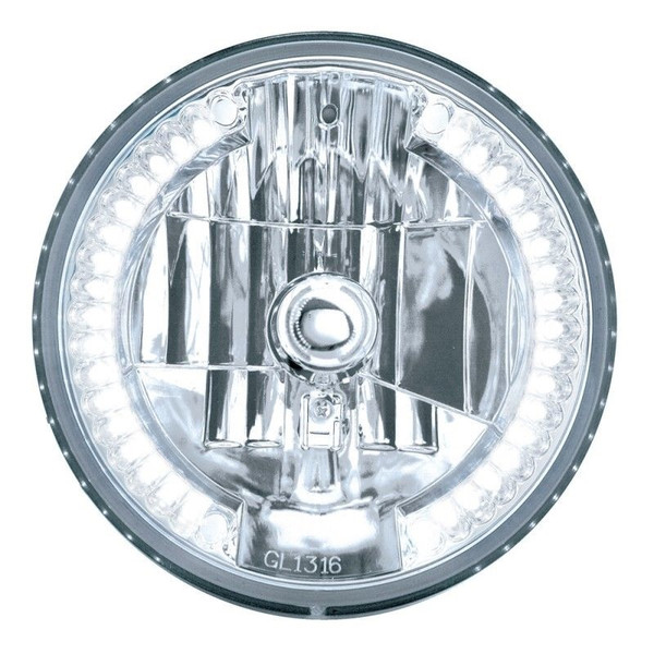 CRYSTAL HEADLIGHT BULB 7" DIA.WITH 34 AUXILIARY LED - WHITE LED/CLEAR LENS