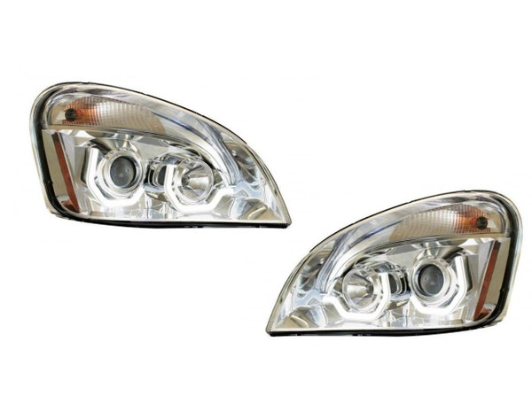 FREIGHTLINER CASCADIA PROJECTION HEADLAMP SET - (CHROME) Driver & Passenger