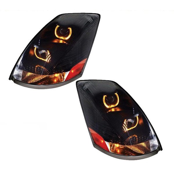 Volvo VN/VNL (BLACKOUT) Projection Headlights w/ dual function led bar (2004+)