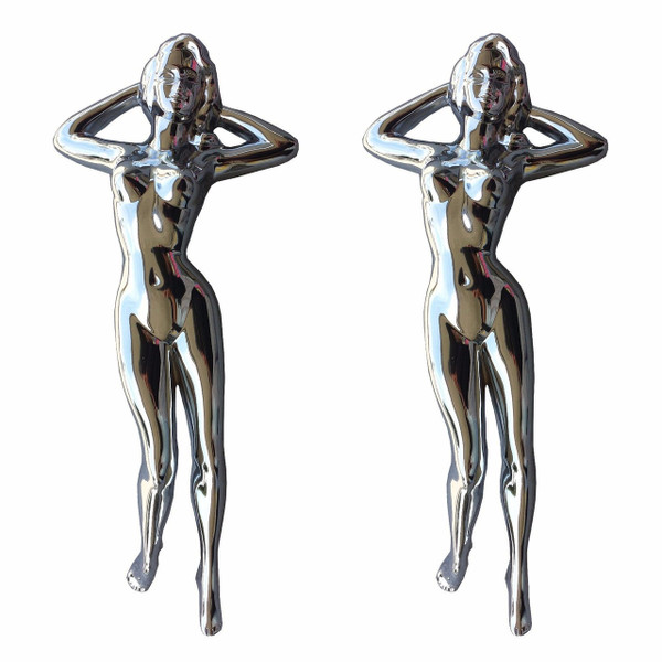 Nude Lady Chrome Grab Handles (PAIR) Trucks & Trailers (10")Freightliner  Peterbilt