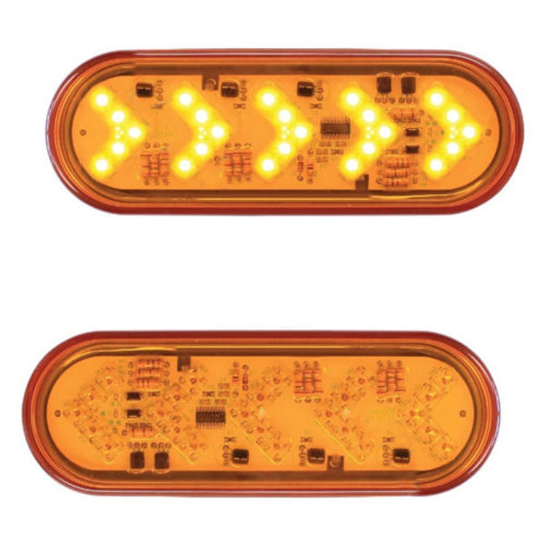 6" Oval  LED Amber Arrow Sequential Turn Signals (PAIR) AMBER/AMBER