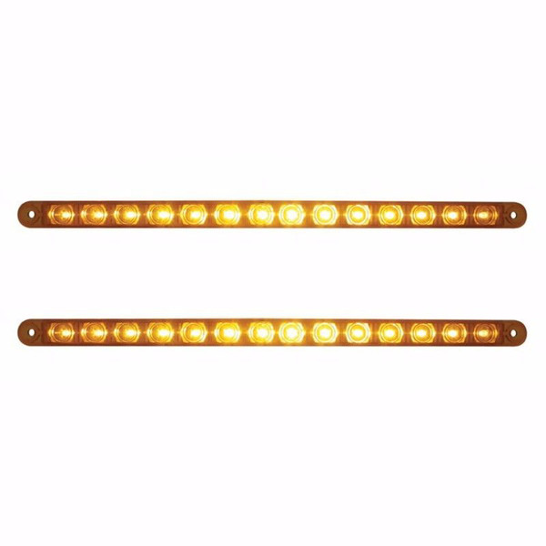 12" Amber 14 LED Truck Trailer RV Brake Stop Turn Tail Lights, Amber LED with Amber Lens (Pair)
