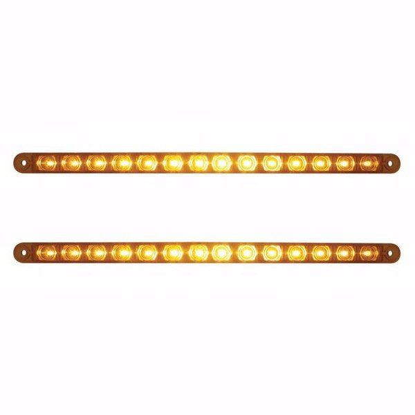 12" Amber 14 LED Truck Trailer RV Brake Stop Turn Tail Lights, Amber LED with Amber Lens (Pair)