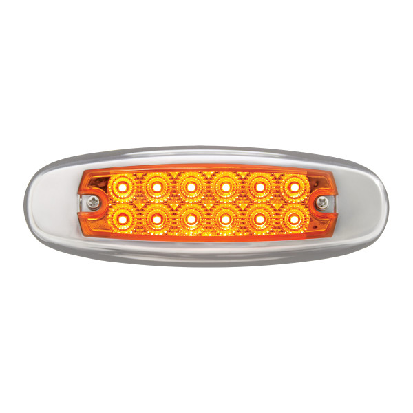 Ultra Thin Spyder 12 LED Marker Clearance Light Chrome Bezel Dual Function-Amber