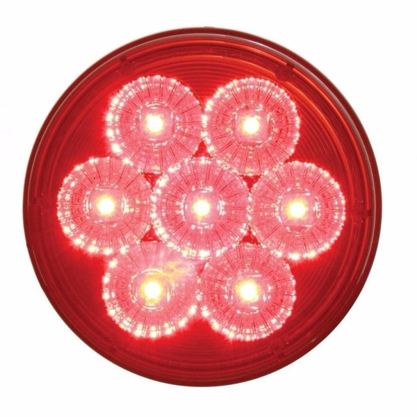 4" Red 7 LED Stop Tail Turn Light - Red LED with Clear Lens