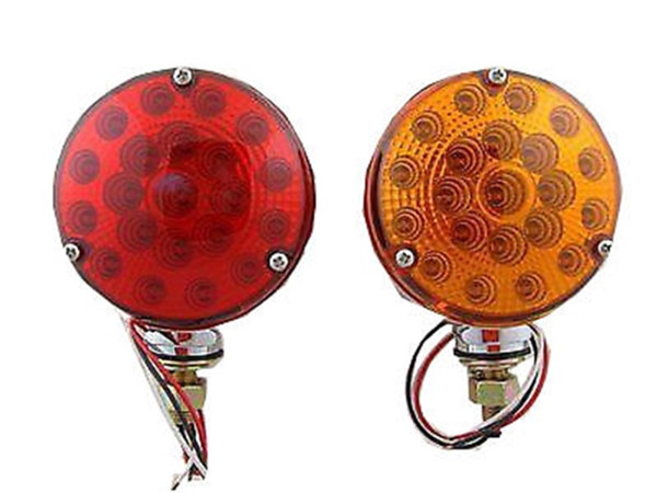 42 LED Red Amber Side Marker Turn Signals for Semi Truck Fender Lights, Pair