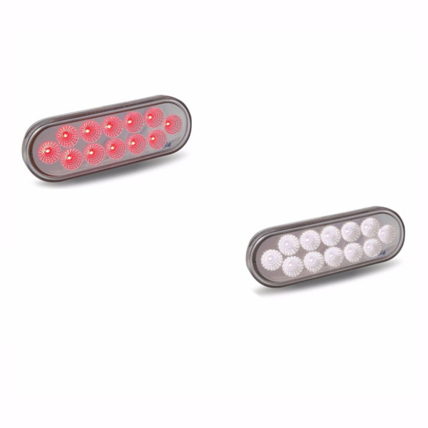 Two 12 LED Trux Dual Function 6" Oval Clear Lens S/T/T & Back-Up (Kit)