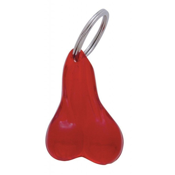 Bull Balls Key Chain, 2.5" Tall - Red