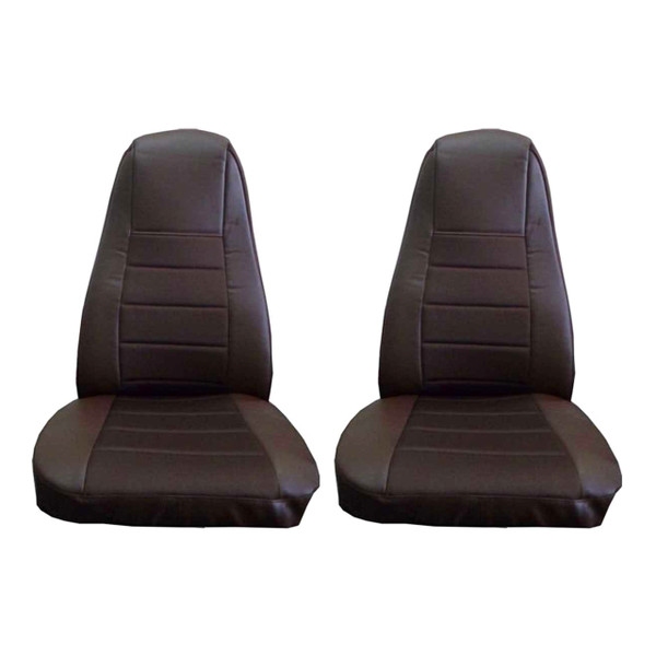 Brown Faux Leather Seat Covers with Pocket, Pair