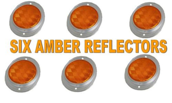 3" Round Amber Reflectors with Aluminum Base (6 PCS)