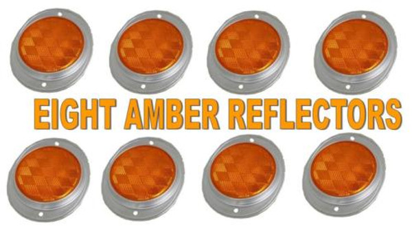 3" Round Amber Reflectors with Aluminum Base (8 PCS)