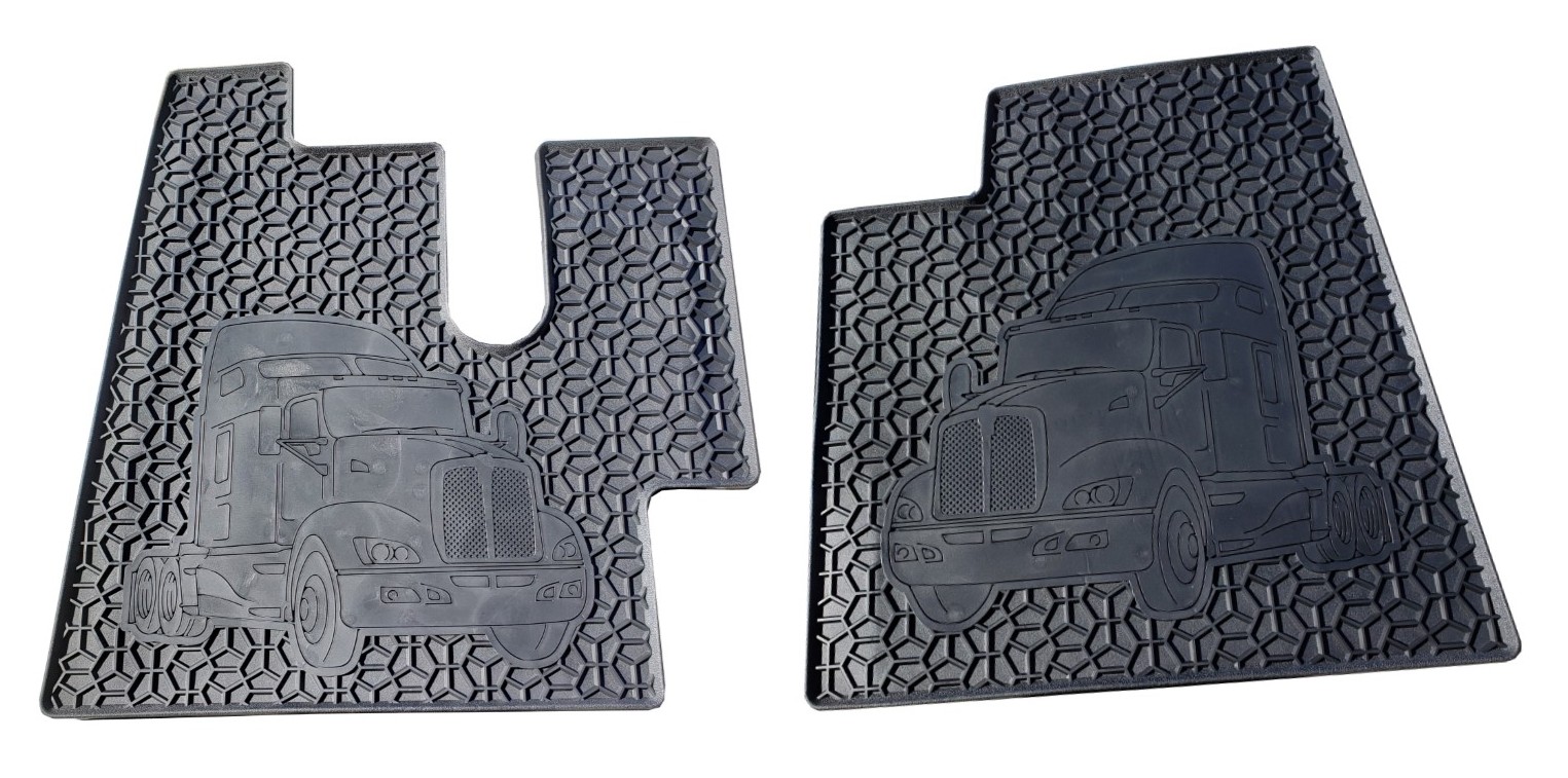 Kenworth Floor Mat Set T600 T660 W800 W900 Black 2 Pcs Heavy