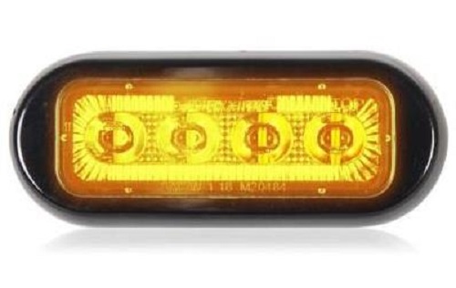 Strobe Warning Light (Amber/Clear) 4 LED Surface Mount Ultra Thin