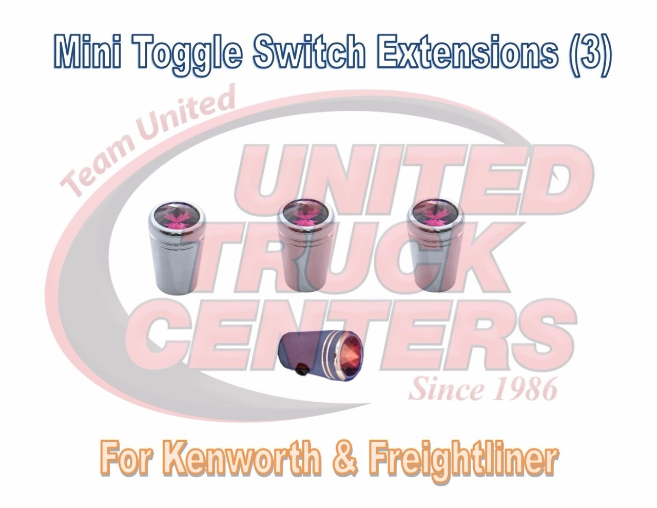 Toggle Switch extensions(3) Mini PURPLE Jewel Chrome Freightliner KW Pointed UATPARTS