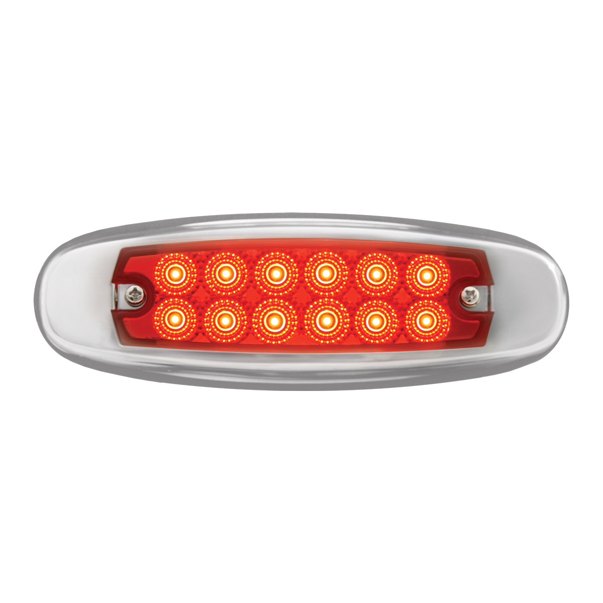 Ultra Thin Spyder 12 LED Marker Clearance Light Chrome Bezel Dual Function - Red