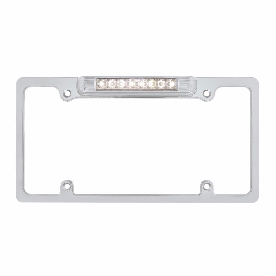 License Plate Frame Chrome Deluxe LED White LED BackUp Light UATPARTS