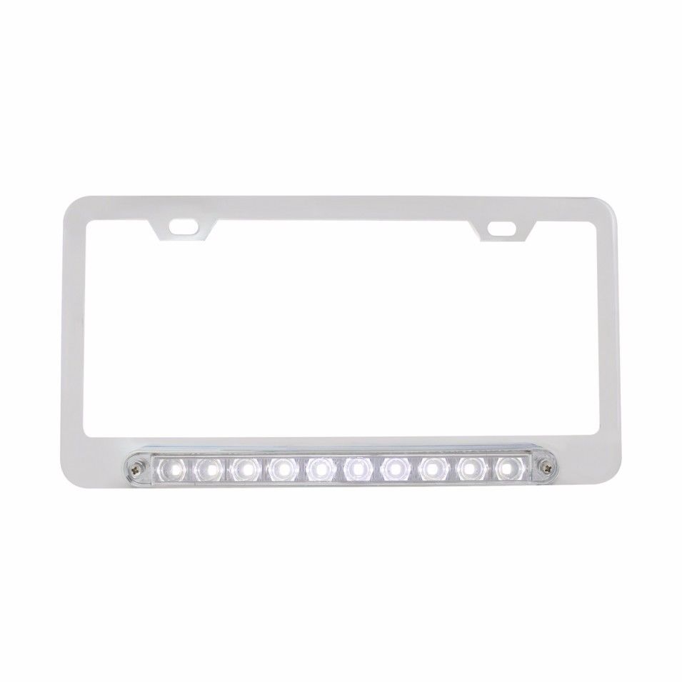 Chrome Deluxe LED White LED BackUp Light License Plate Frame UATPARTS