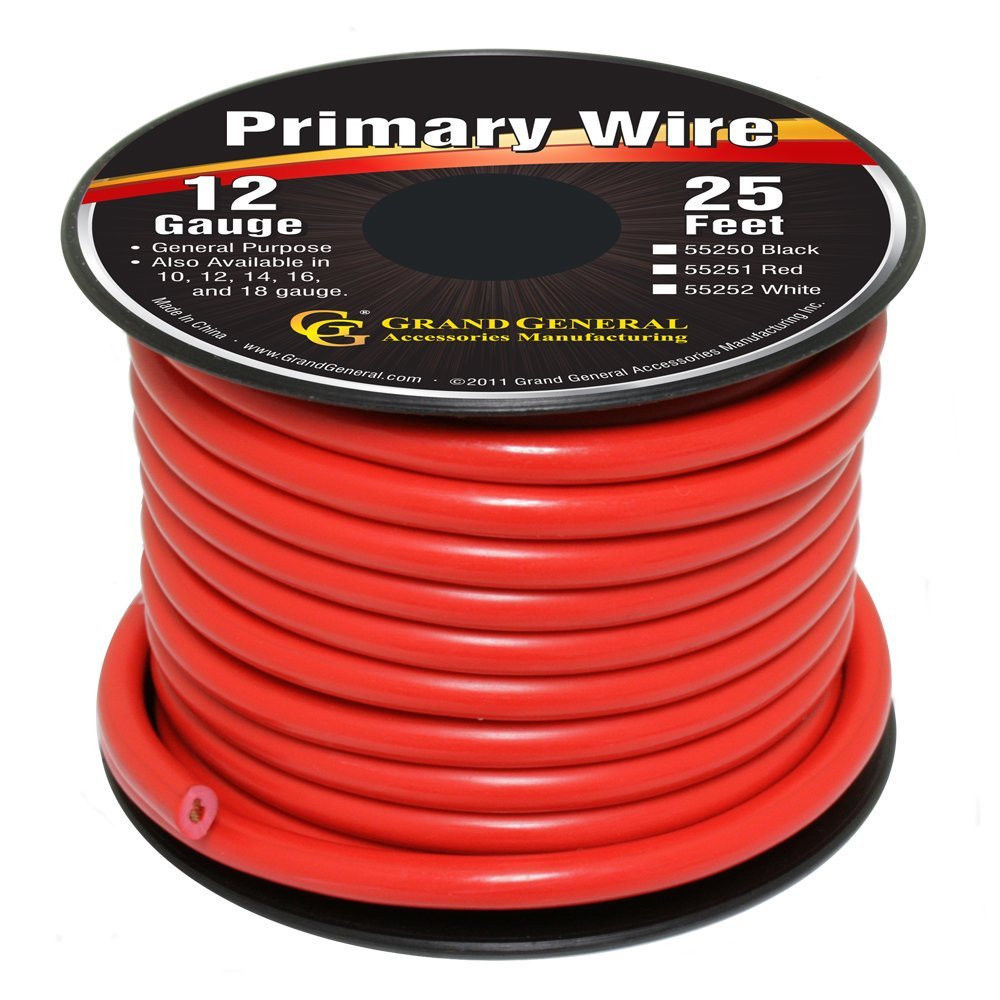 Red 12Gauge Primary Wire Roll of 25Ft UATPARTS