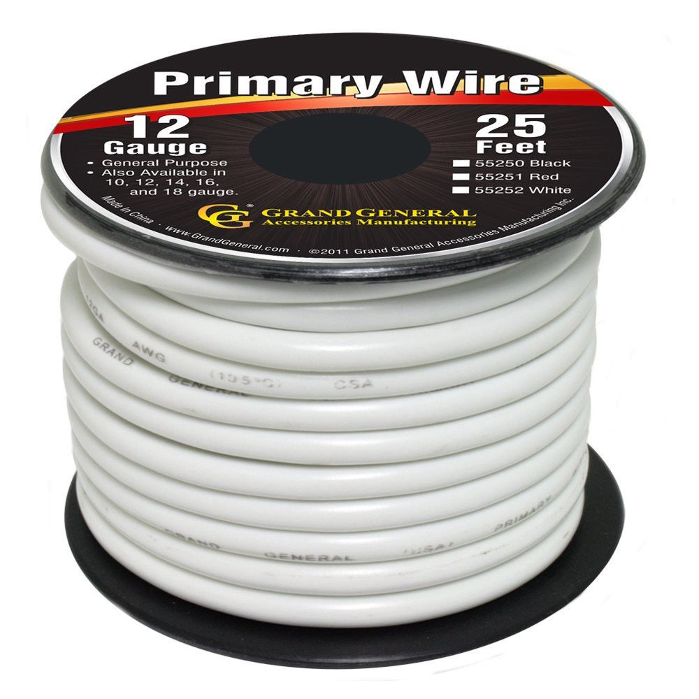 White 12Gauge Primary Wire Roll of 25Ft UATPARTS