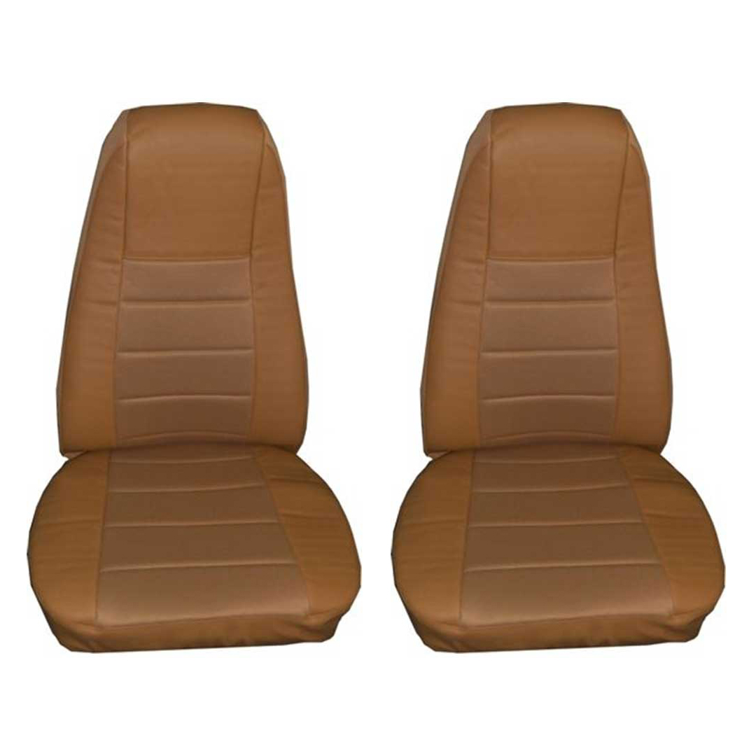 Tan Faux Leather Seat Cover with Pocket, Pair uatparts