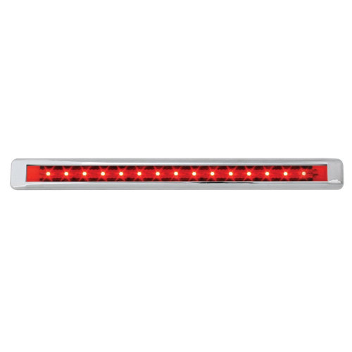 12" Ultra Thin LED Red Marker Light Bar Clear Lens With Chrome Bezel