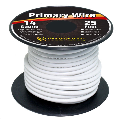 White 14Gauge Primary Wire Roll of 25Ft UATPARTS