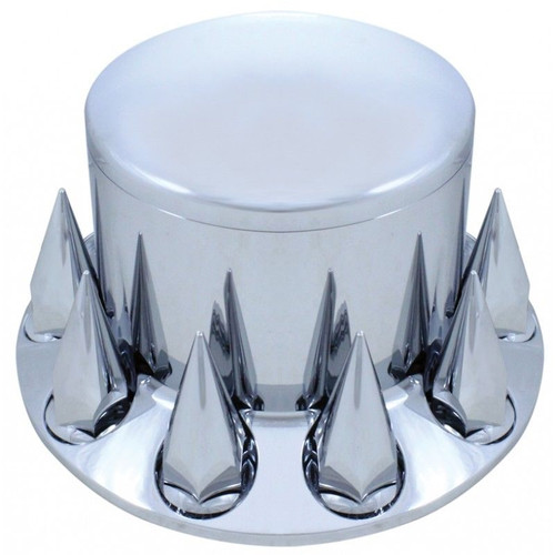 METAONE 33mm Chrome Thread-On Axle Cover Kit For Semi Trucks - Front & Rear With Spiked Nut Covers