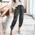 Leopard Print Women's Pants Elastic Waist Pocket Cropped Trousers Female 2021 Summer Autumn Fashion Loose Casual Ladies Pant