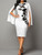 Elegant Split Sleeve Slit Dress; Long Sleeve Crew Neck Fashion Floral Print Fitted Dresses; Women's Clothing