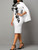Elegant Split Sleeve Slit Dress; Long Sleeve Crew Neck Fashion Floral Print Fitted Dresses; Women's Clothing